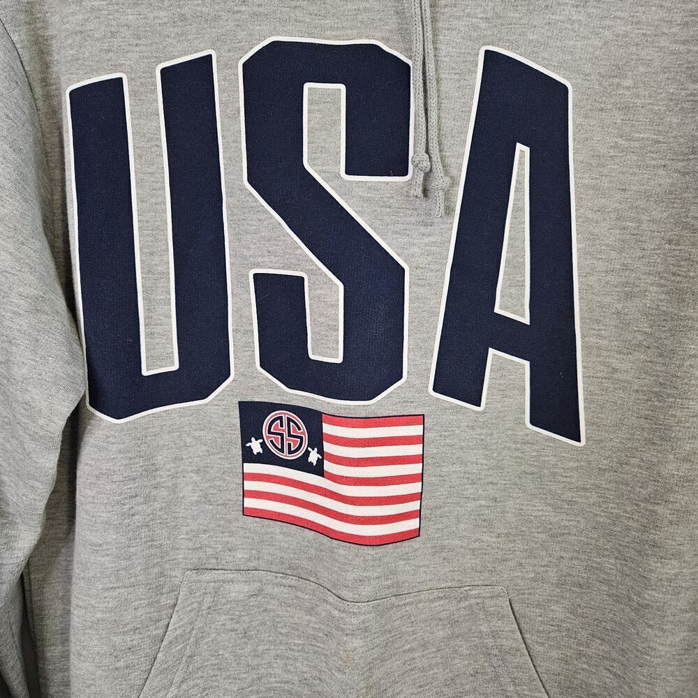 Simply Southern Oversized Gray USA Sweatshirt Hoodie Kangaroo Pocket Sz M - Picture 2 of 8